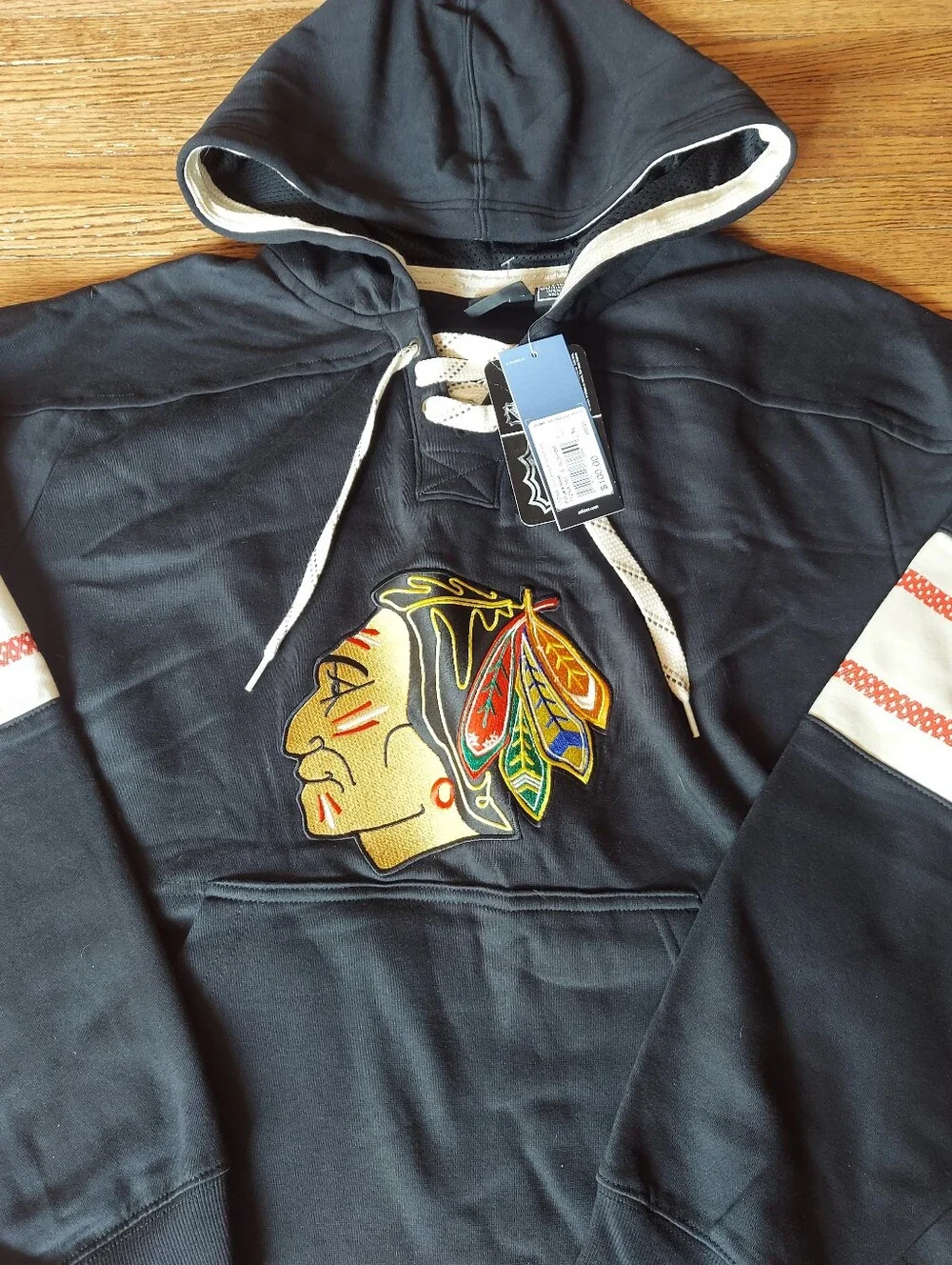 🆕️brand New Adidas Chicago Blackhawks Jersey Lace Up Hoodie